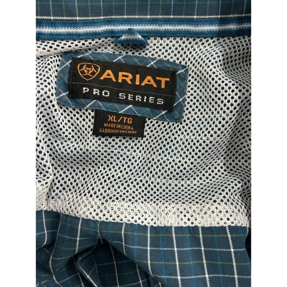 Ariat Pro Series Button Down Shirt Mens XLarge  Blue Long Sleeve Check - Picture 7 of 13